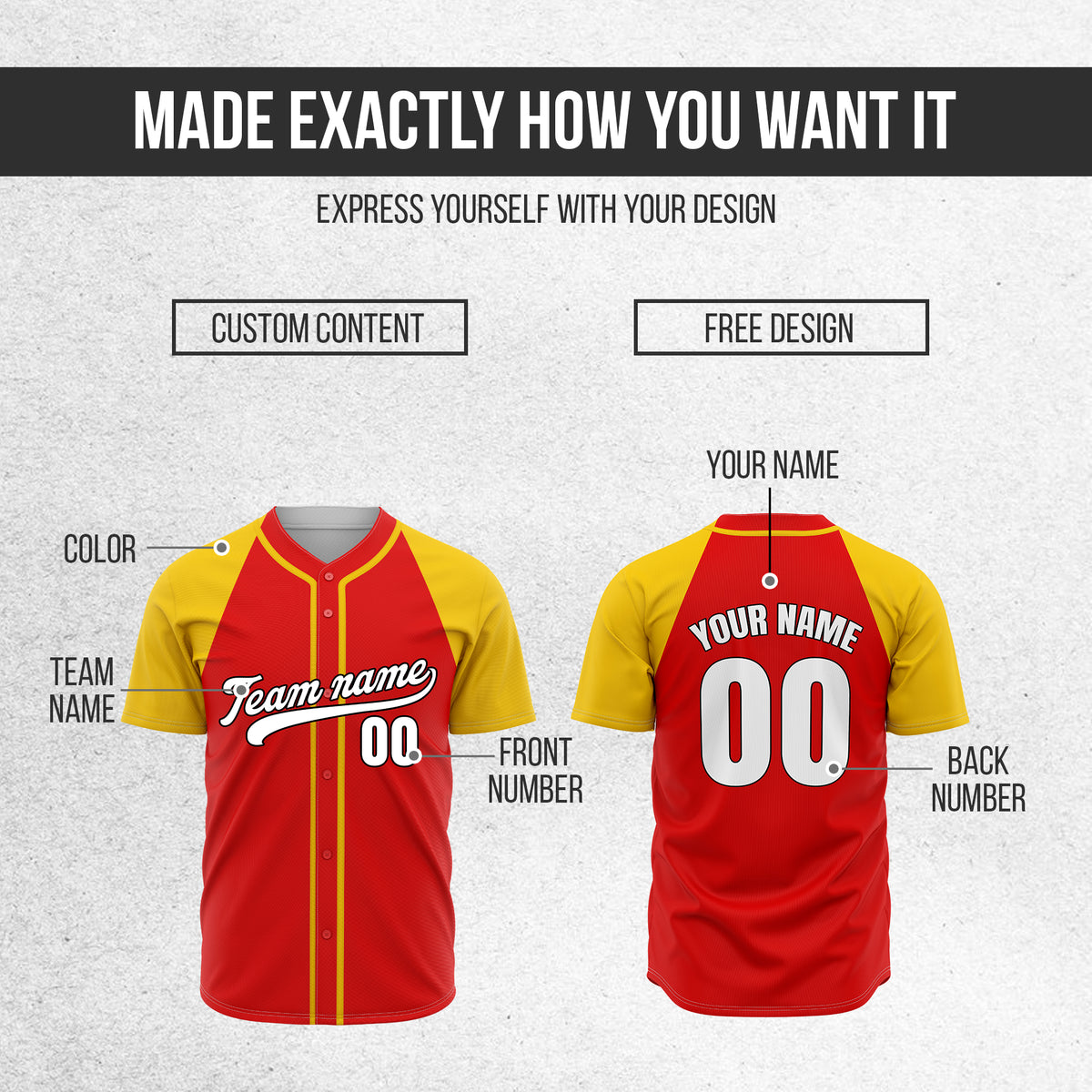Custom Baseline Baseball Red Sports Jersey Personalized Uniform with Name & Number