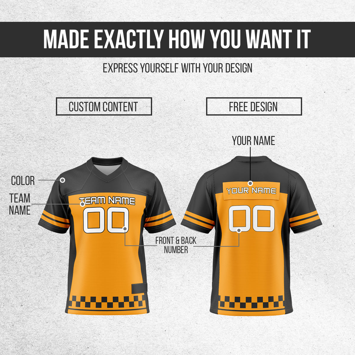 Custom Black Color Block Flag Football Jersey