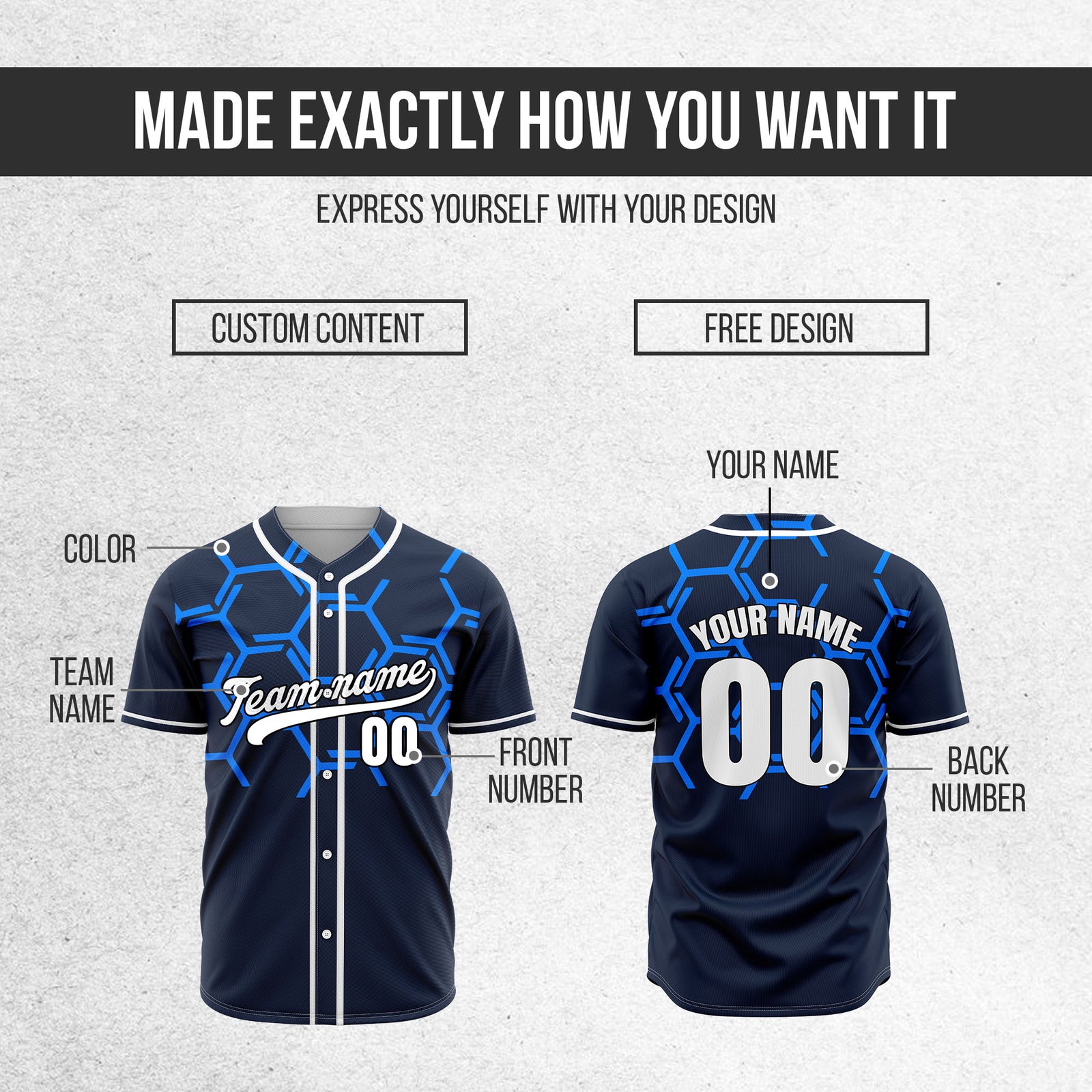 Custom Sting Force Navy Baseball Sports Jersey Personalized Uniform with Name & Number