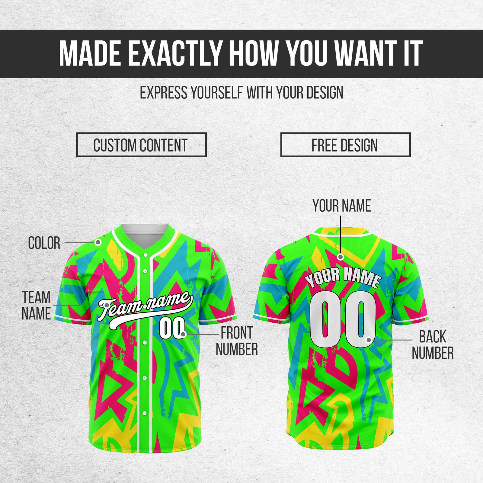 Custom Splash Neon Green Baseball Sports Jersey Personalized Uniform with Name & Number