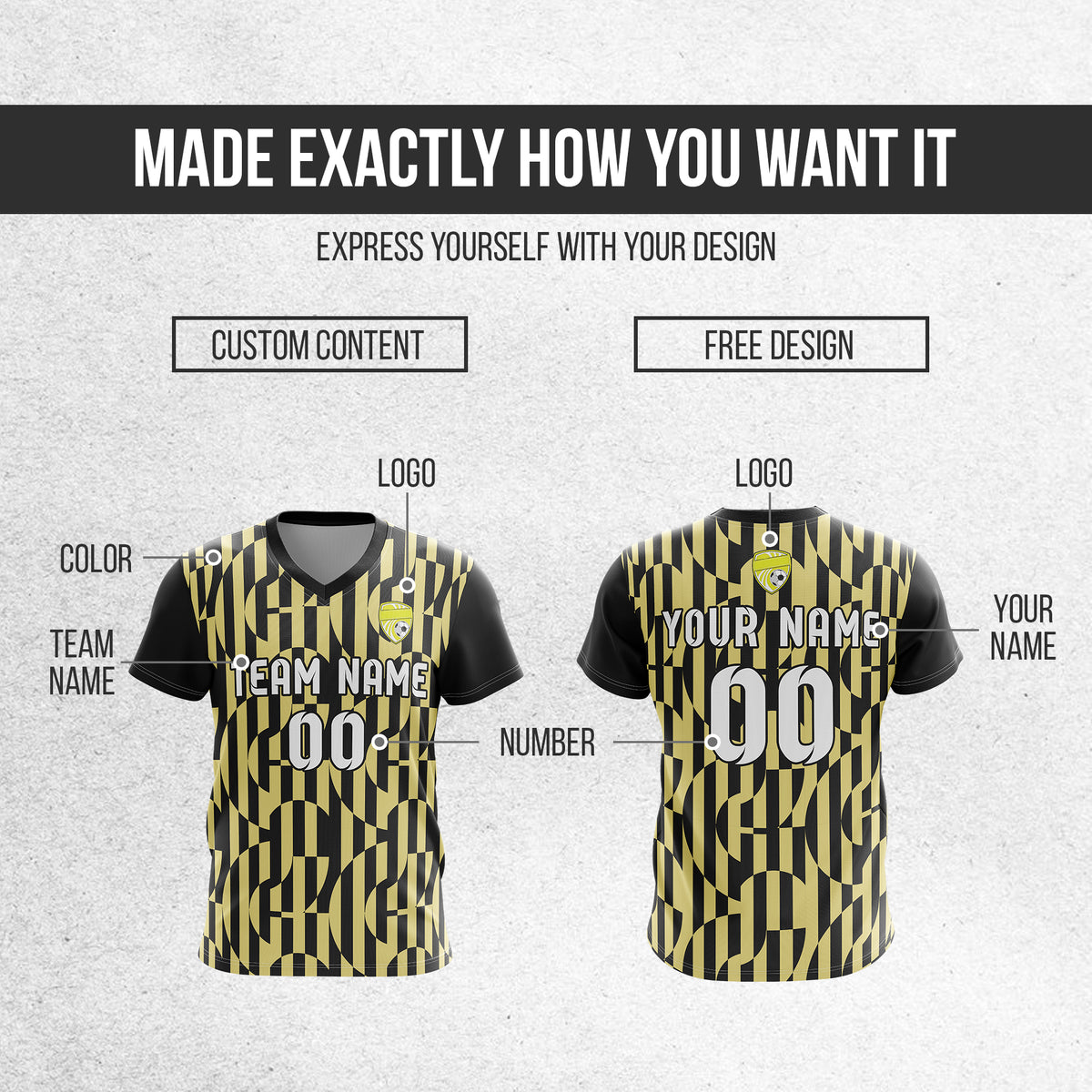Custom Pulse Grid V-Full Pattern Soccer Black Sport Tops Jersey