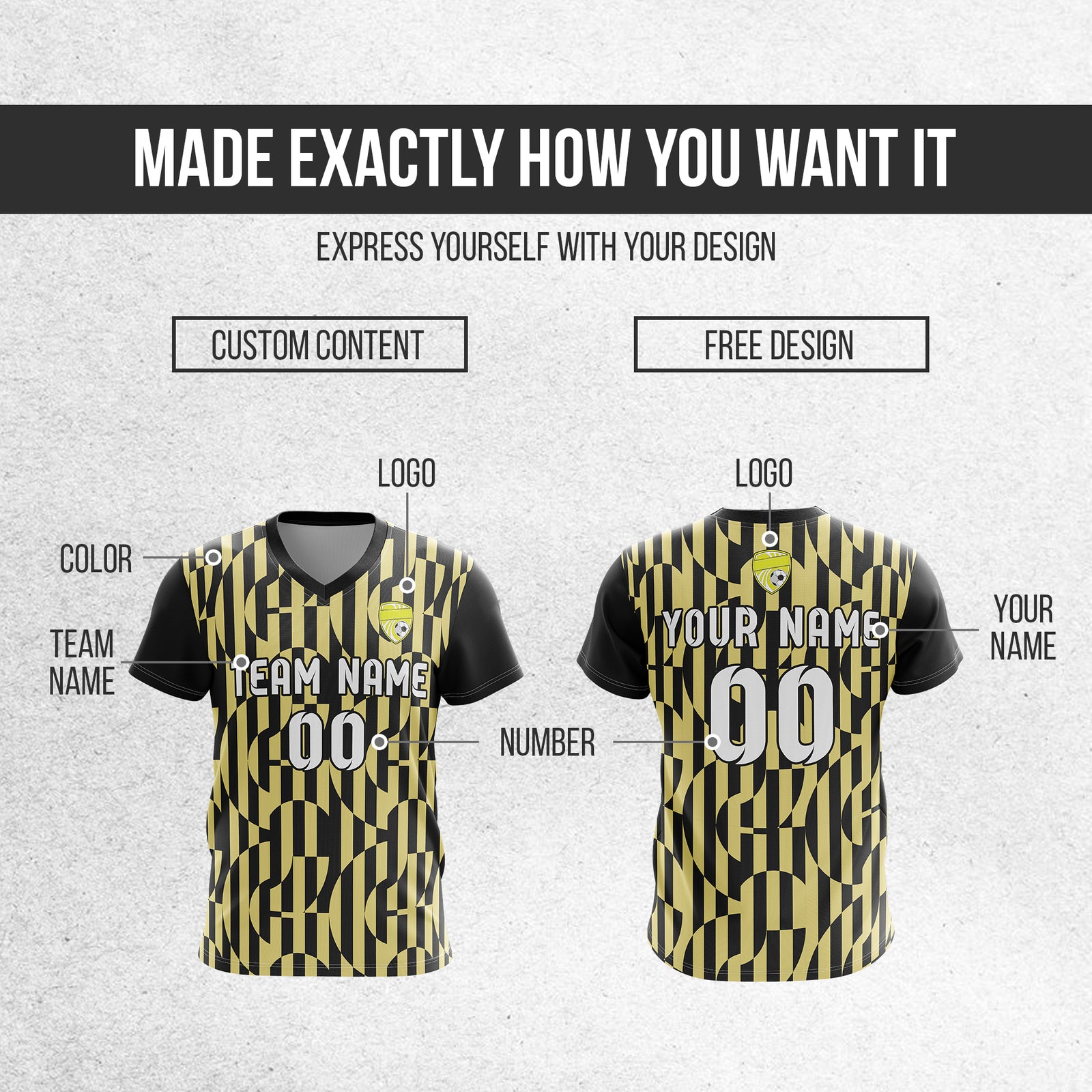 Custom Pulse Grid V-Full Pattern Soccer Black Sport Tops Jersey