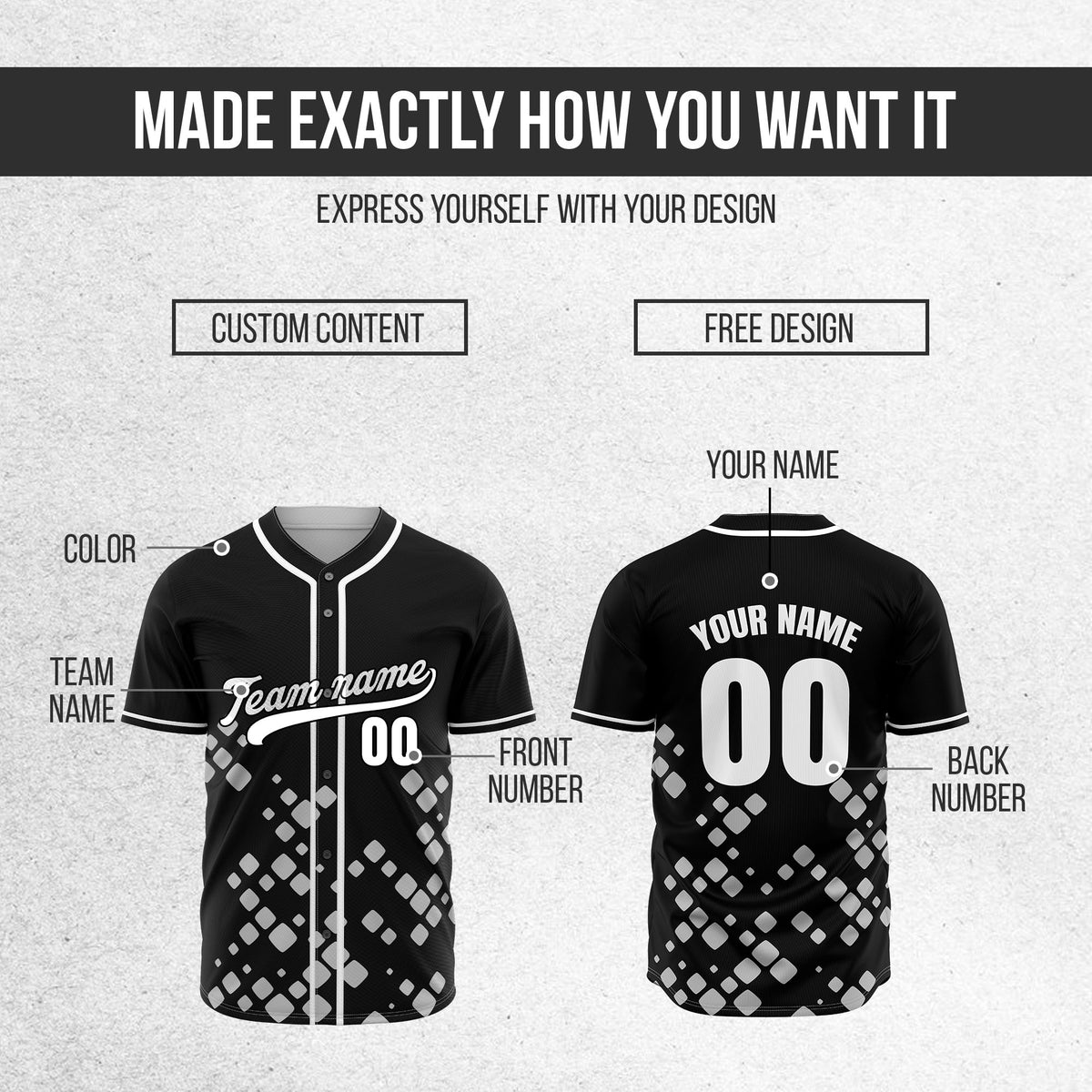 Custom Shadow Spark Black Baseball Sports Jersey Personalized Uniform with Name & Number