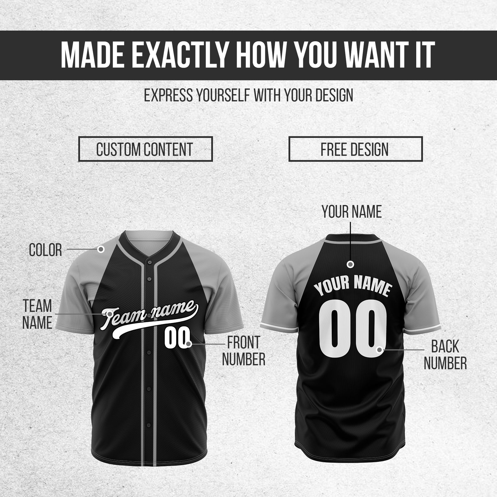Custom Baseline Baseball Black Sports Jersey Personalized Uniform with Name & Number