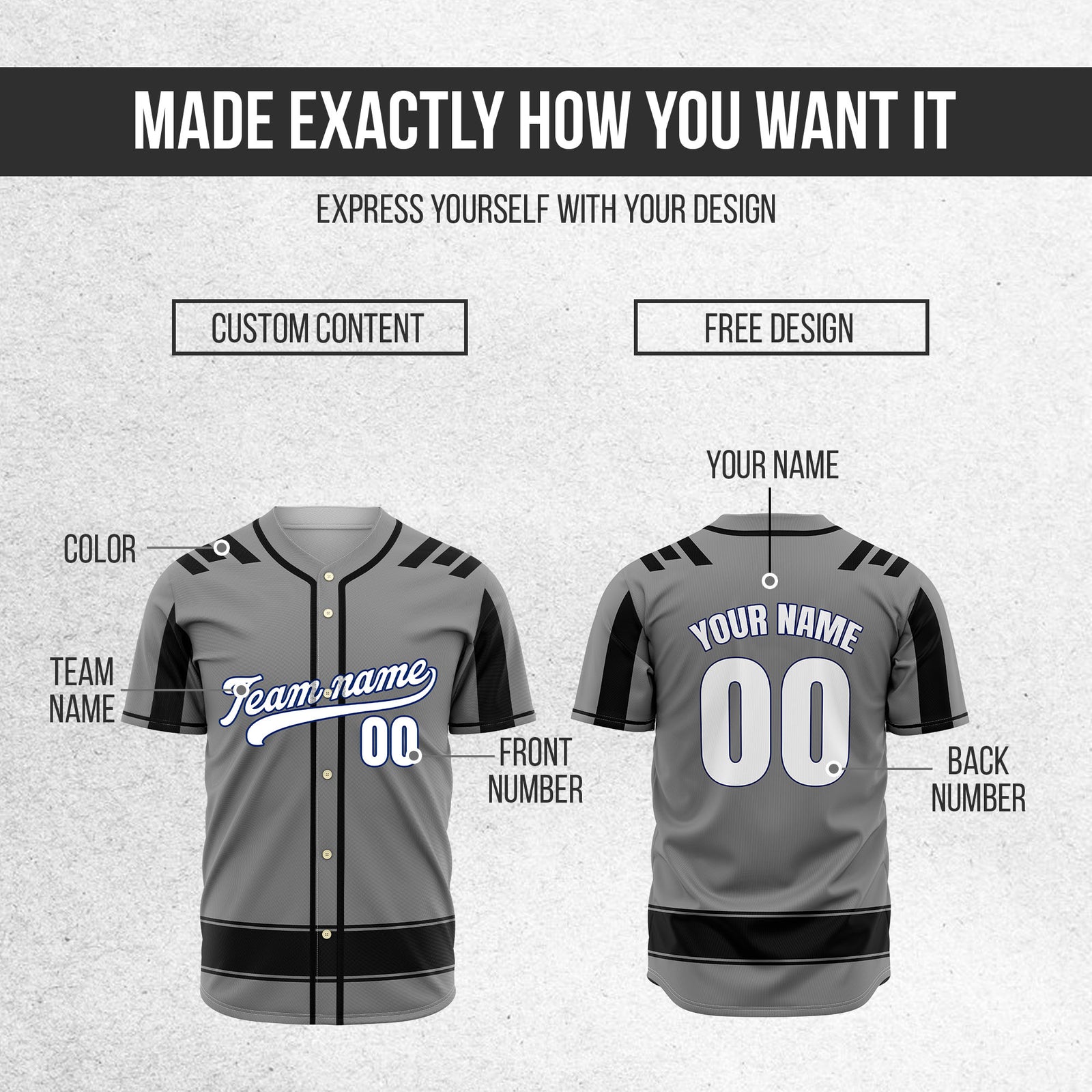 Custom Radiant Strike Grey Raglan Style Baseball Sports Jersey Personalized Uniform with Name & Number