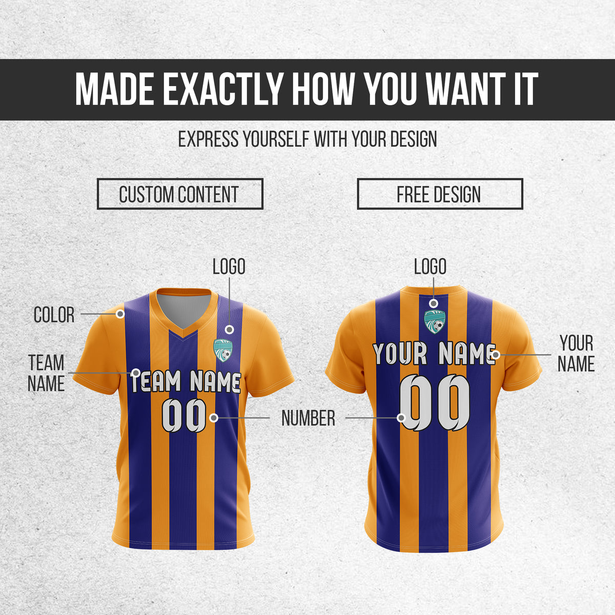 Custom Striker Stripe V-Neck Orange Soccer Sport Tops Jersey