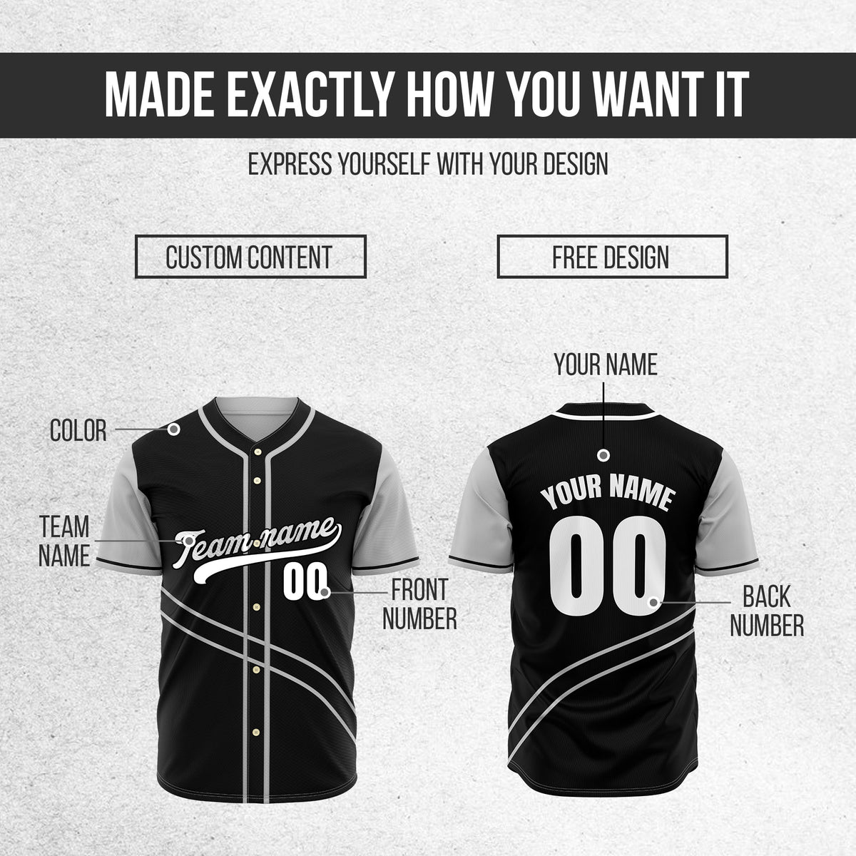 Custom Swift Black Raglan Style Baseball Sports Jersey Personalized Uniform with Name & Number