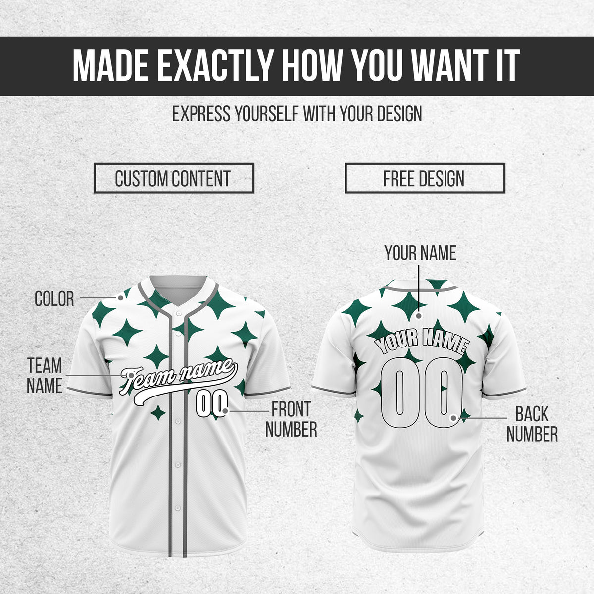 Custom Starlight White Baseball Sports Jersey Personalized Uniform with Name & Number