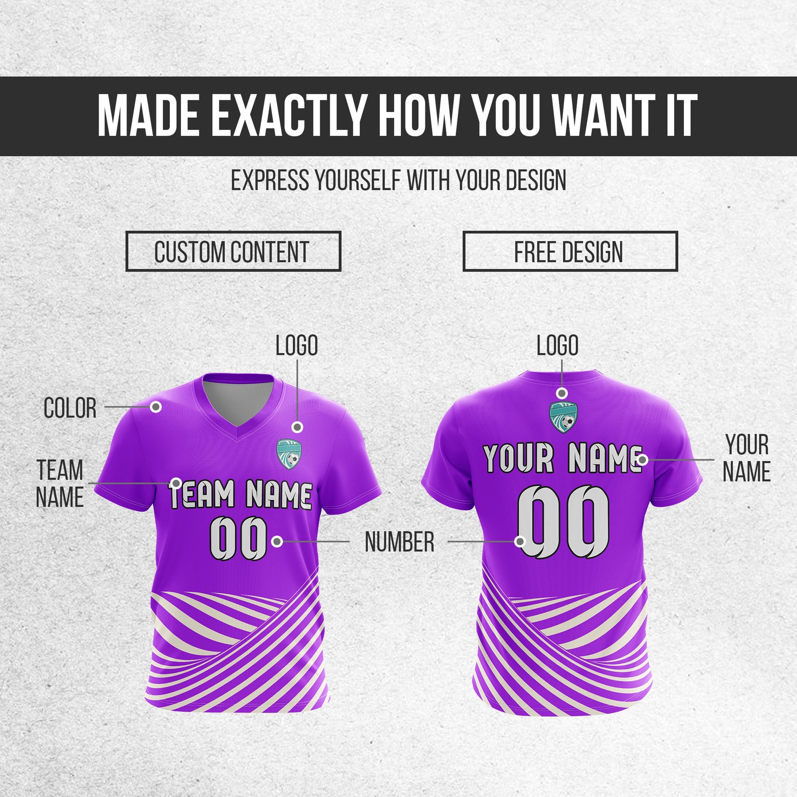 Custom WaveLine Stripe V-Neck Purple Sport Tops Jersey