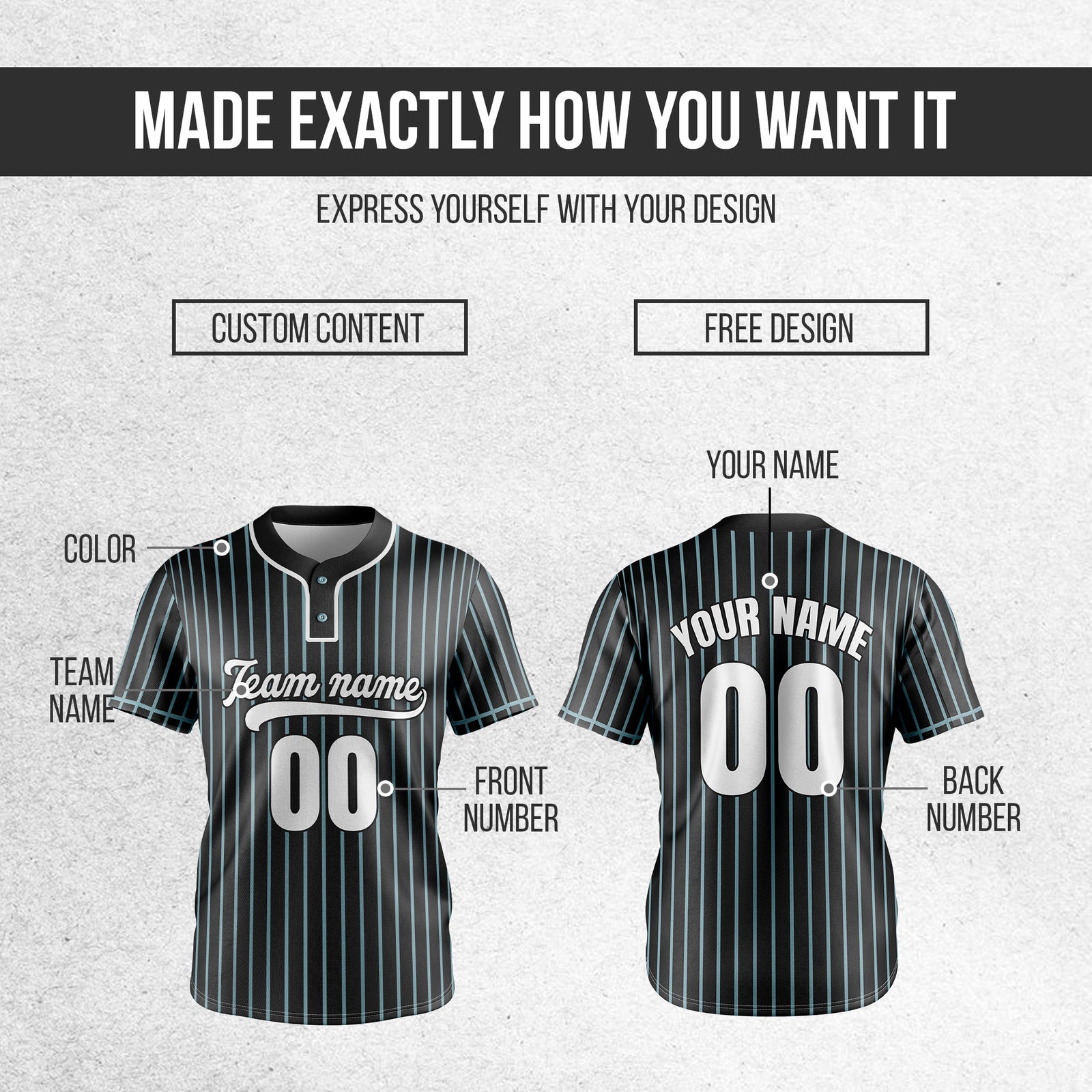 Custom Pinstripe Baseball Black Sports Jersey Personalized Uniform with Name & Number