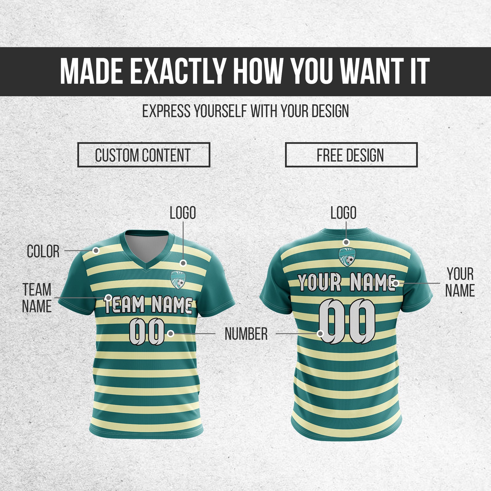 Custom Royal Stripe V-Neck Teal Sport Tops Jersey