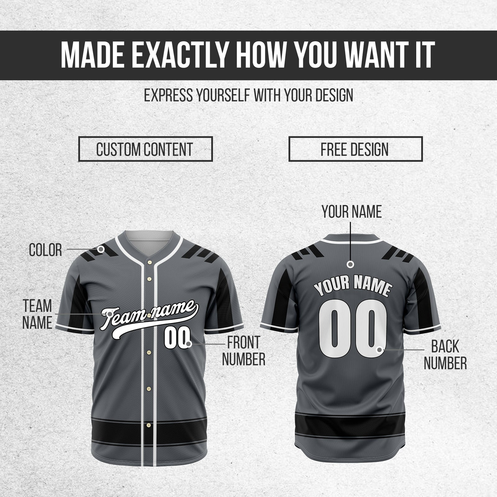 Custom Radiant Strike Dark Grey Raglan Style Baseball Sports Jersey Personalized Uniform with Name & Number