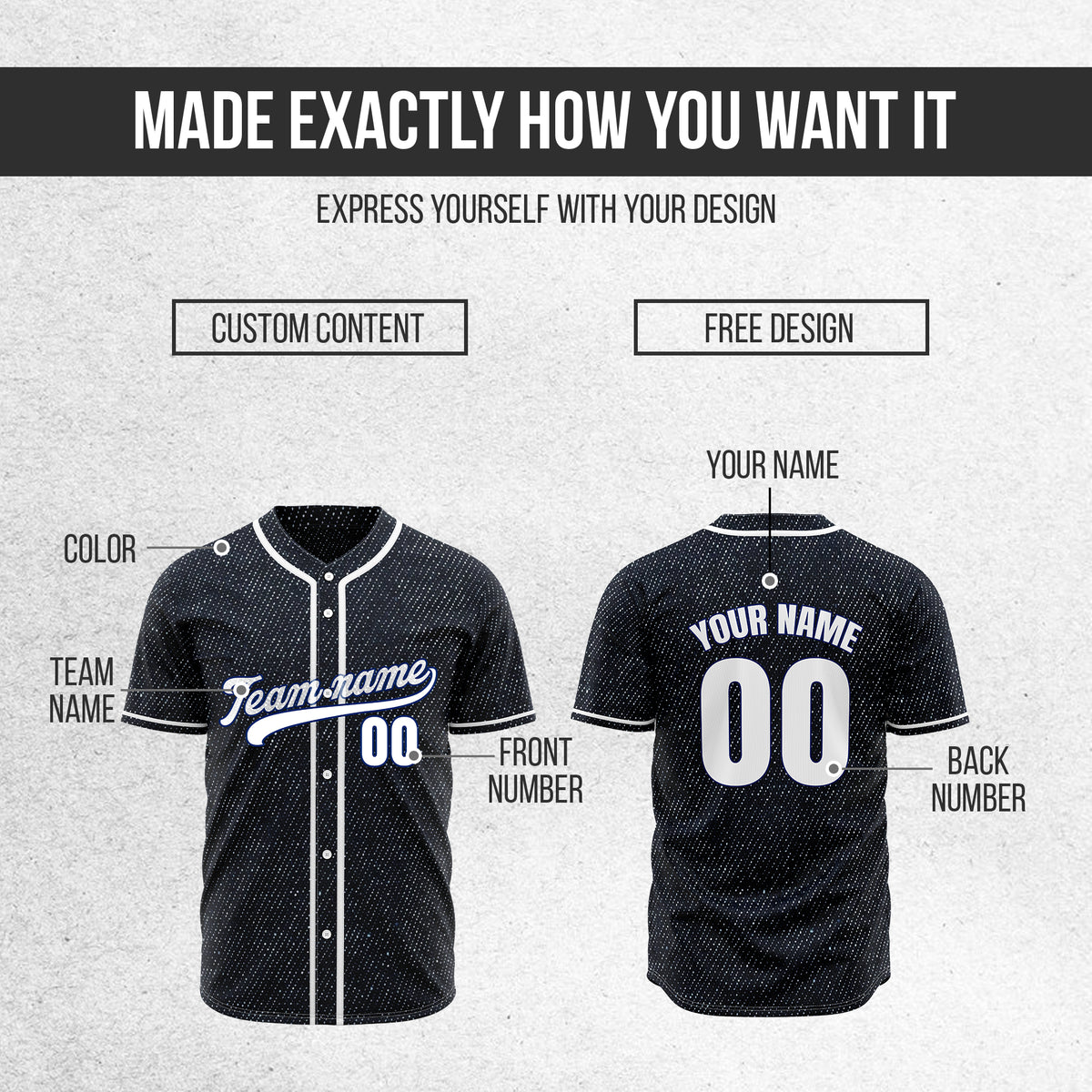 Custom Indigo League Denim Baseball Sports Jersey Personalized Uniform with Name & Number