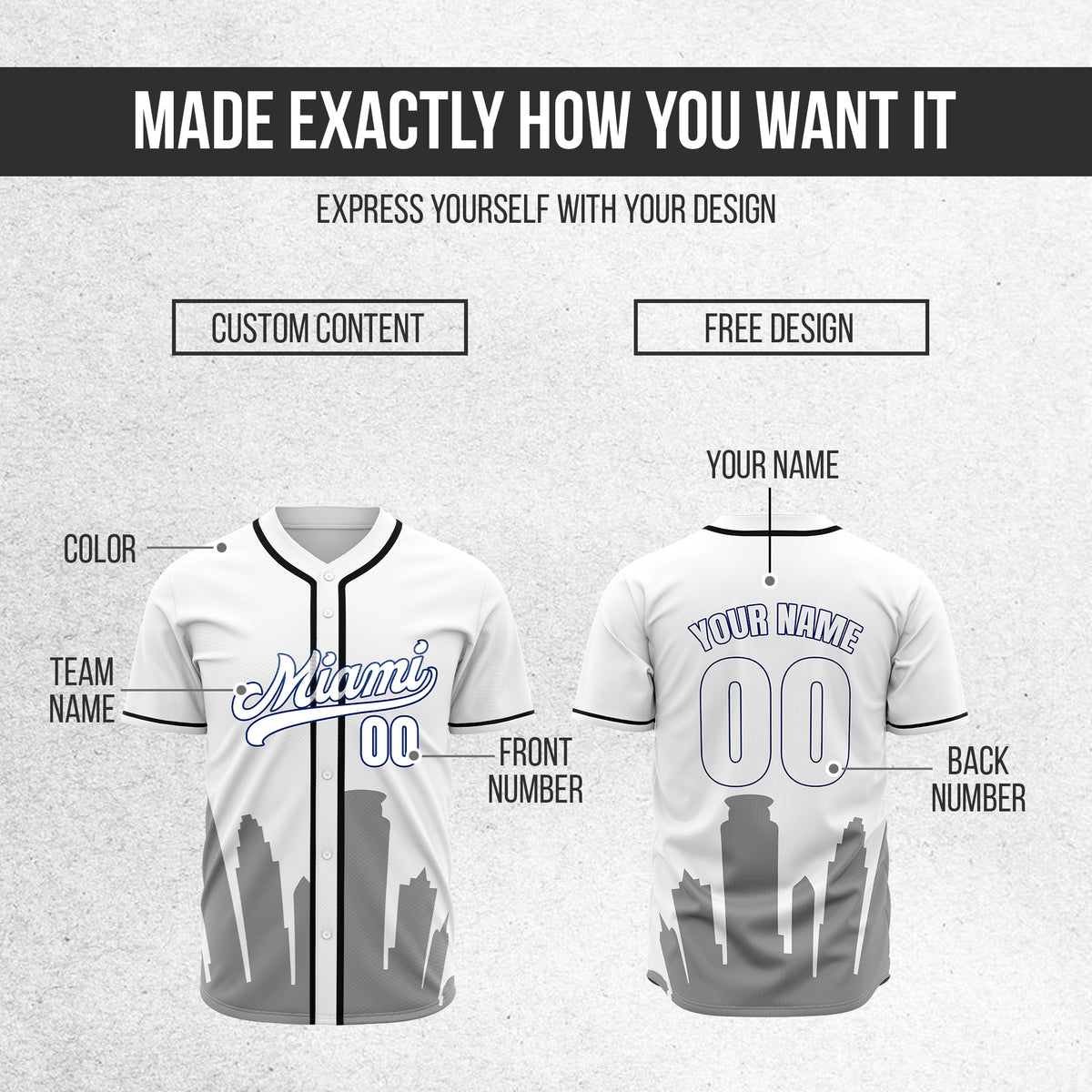 Custom City Tide White Baseball Sports Jersey Personalized Uniform with Name & Number