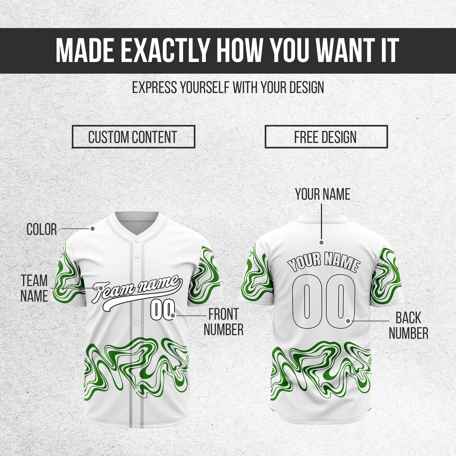 Custom White Baseball Wave Sports Jersey Personalized Uniform with Name & Number