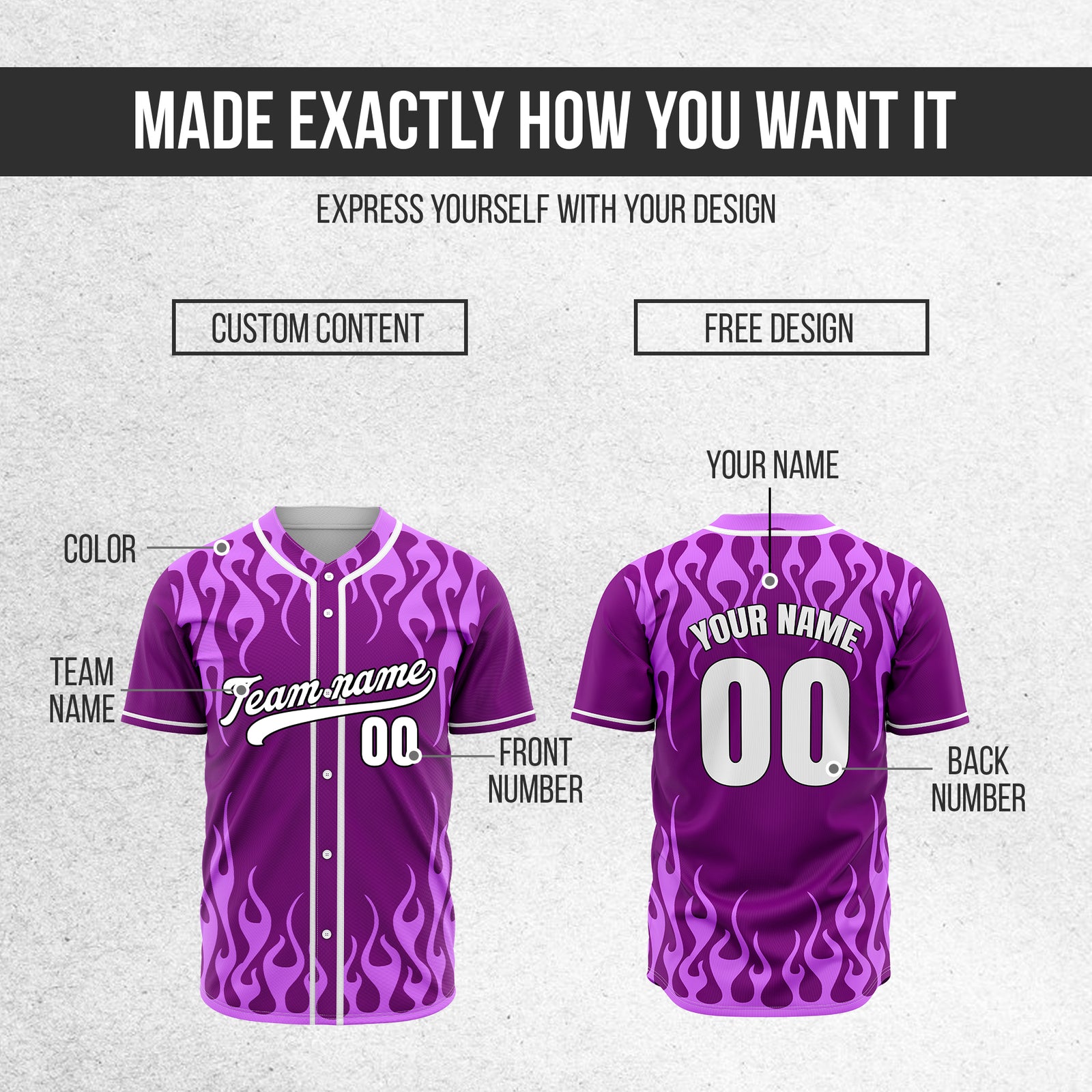 Custom Frostburn Purple Baseball Sports Jersey Personalized Uniform with Name & Number