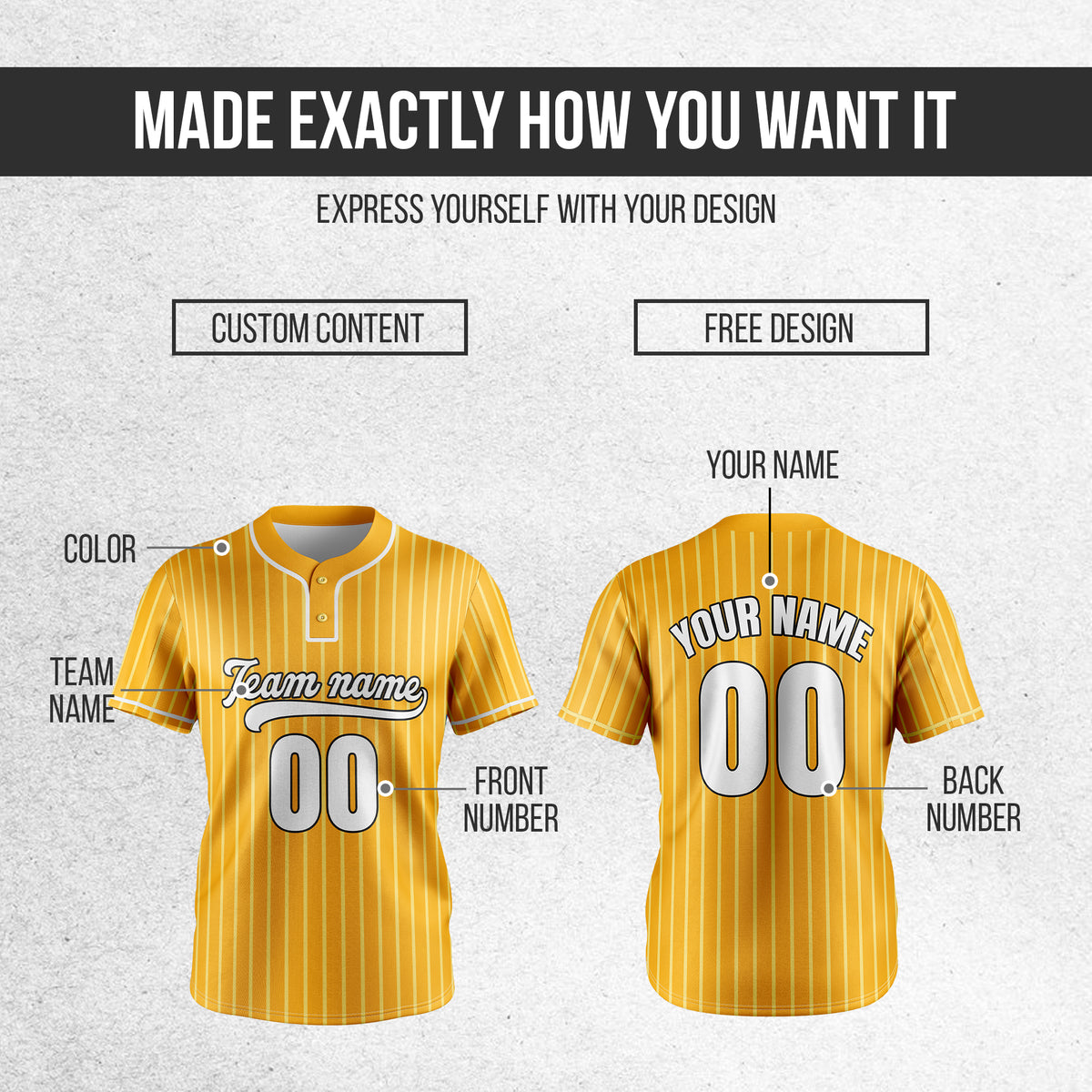 Custom Pinstripe Baseball Orange Sports Jersey Personalized Uniform with Name & Number