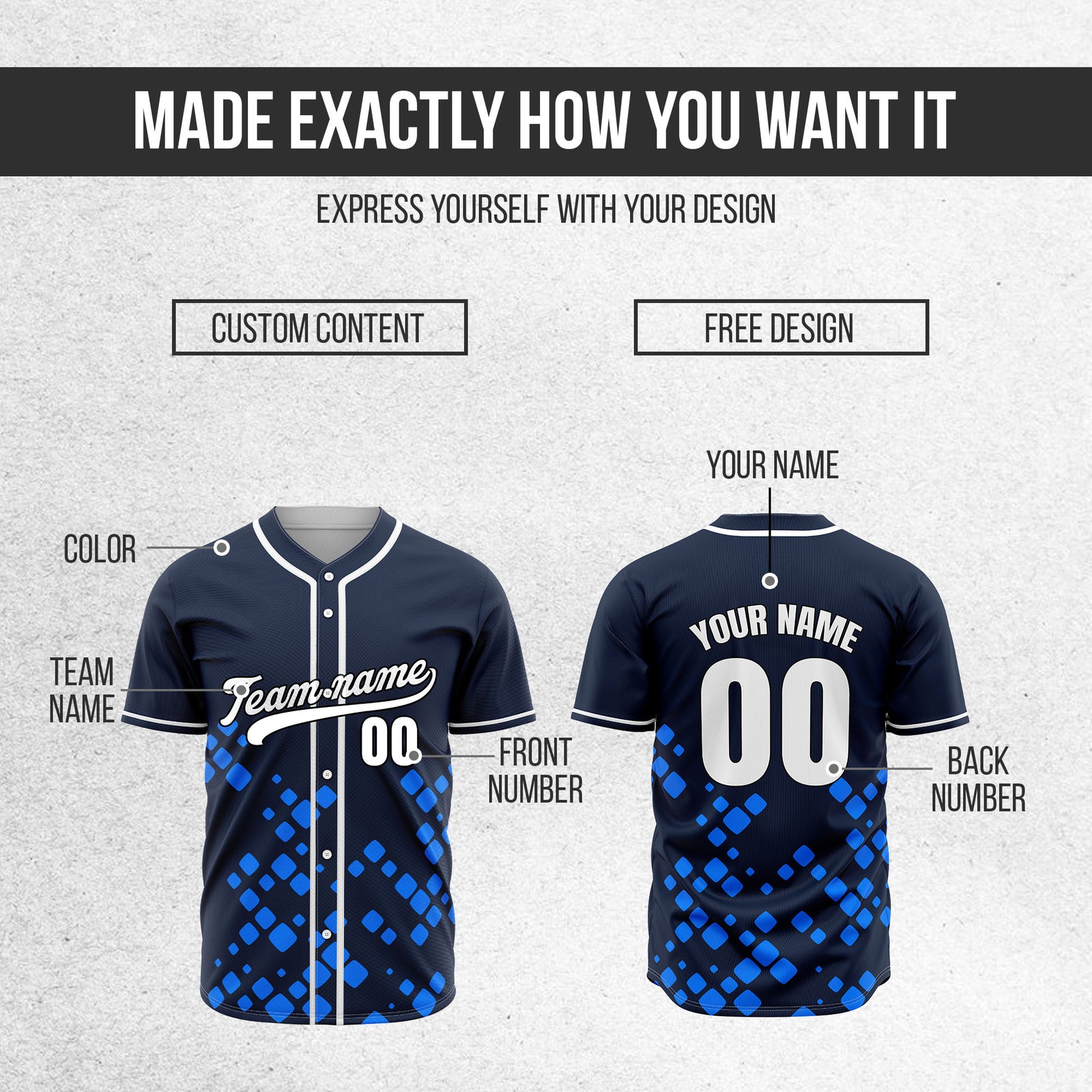 Custom Shadow Spark Navy Baseball Sports Jersey Personalized Uniform with Name & Number