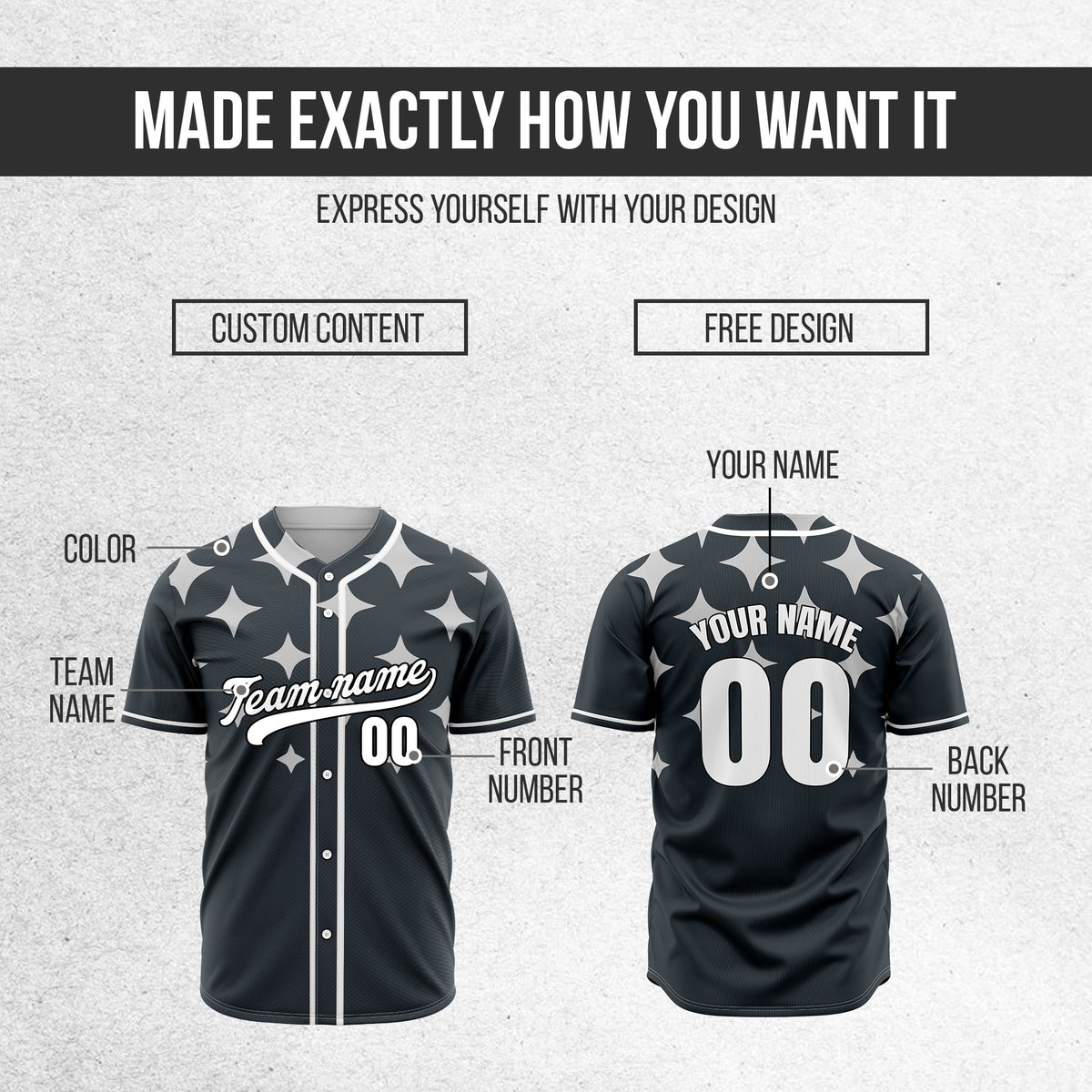 Custom Starlight Grey Baseball Sports Jersey Personalized Uniform with Name & Number