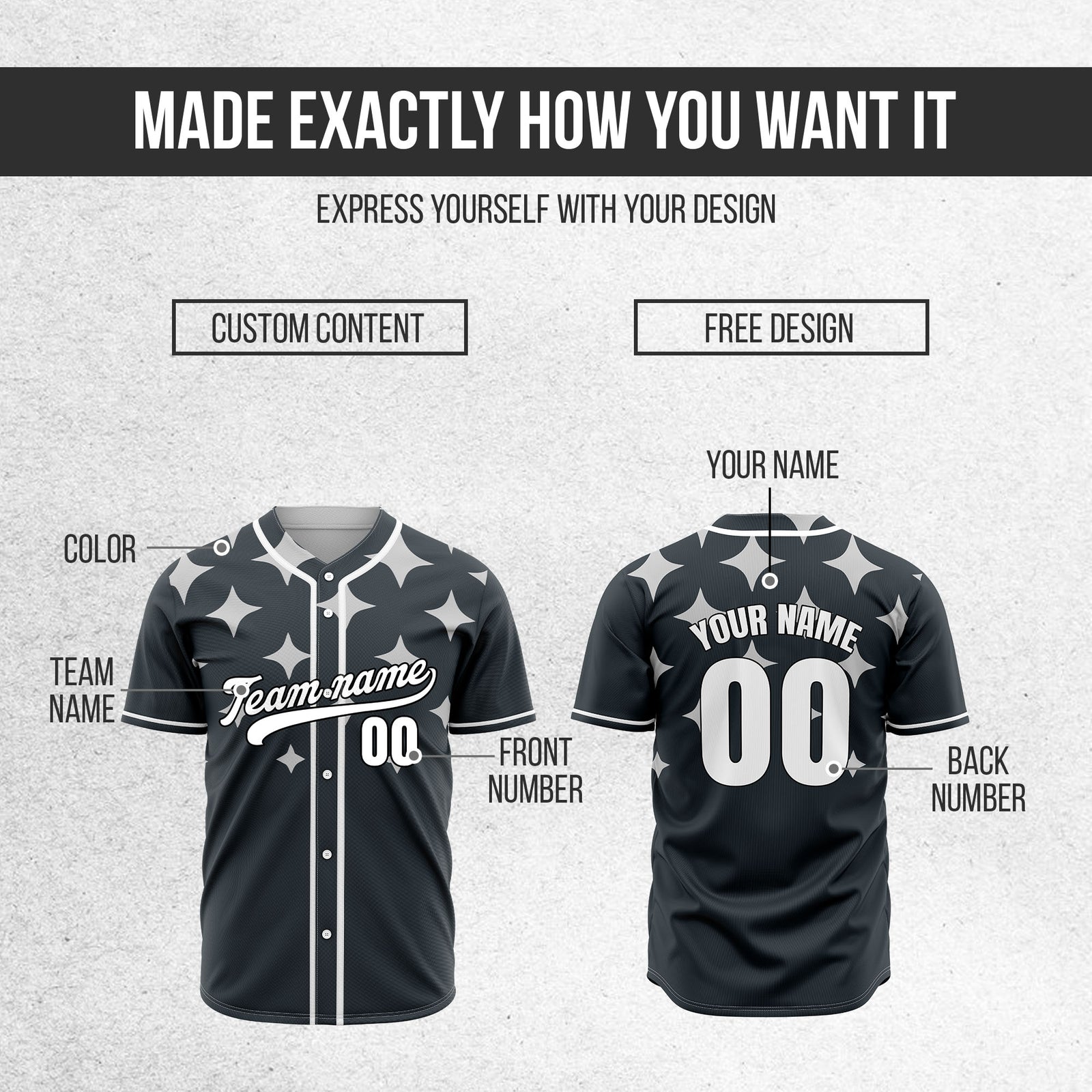 Custom Starlight Grey Baseball Sports Jersey Personalized Uniform with Name & Number