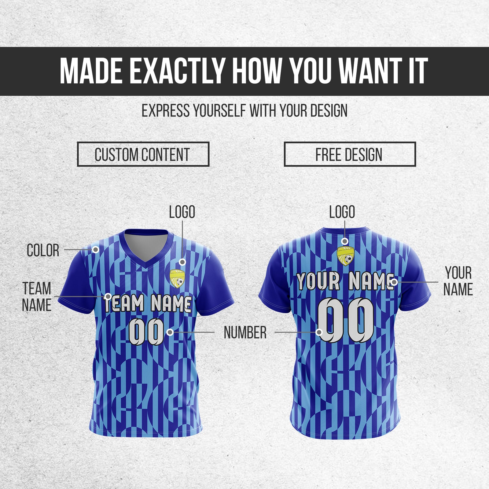 Custom Pulse Grid V-Full Pattern Soccer Navy Sport Tops Jersey