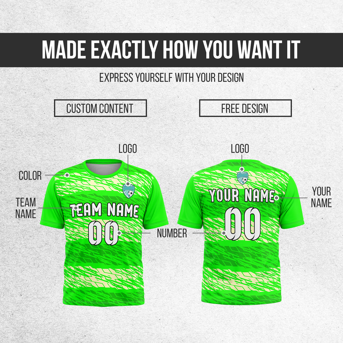 Custom Soccer Round Neck  Neon Green Strike Sports Tops Jersey