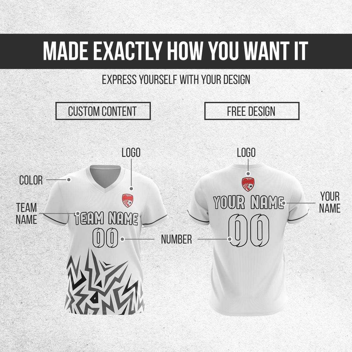 Custom Spark Strike V-Side Pattern White Soccer Sport Tops Jersey