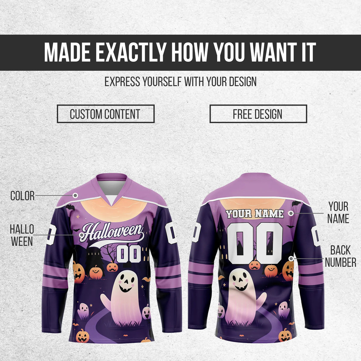 Custom Halloween Ice Hockey Jersey D1 Personalized Uniform with Name & Number