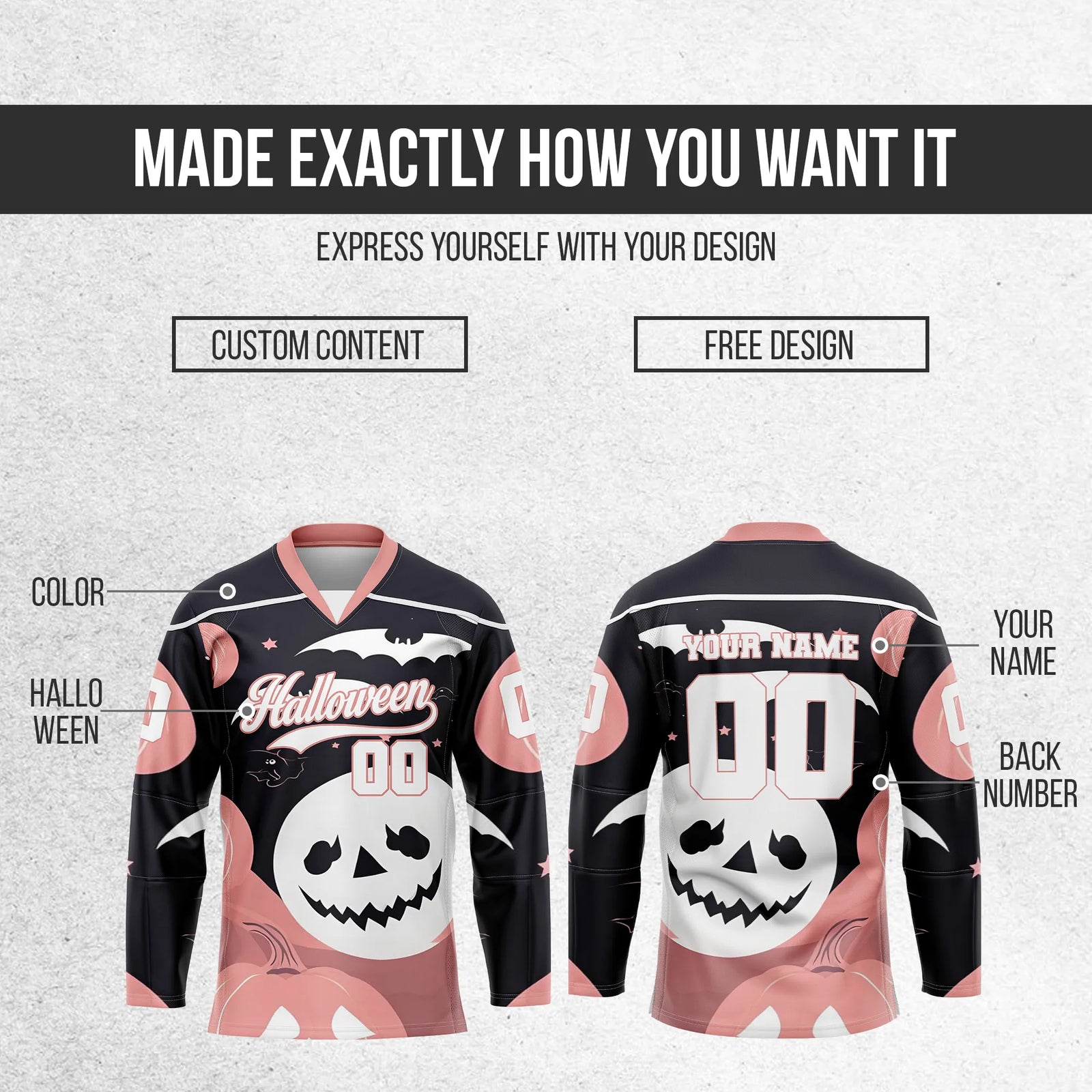 Custom Halloween Ice Hockey Jersey D7 Personalized Uniform with Name & Number