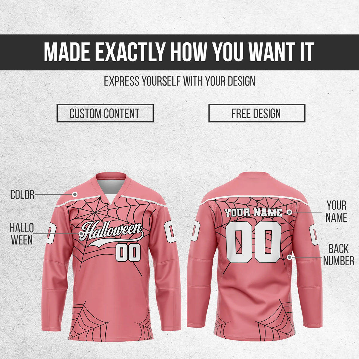Custom Halloween Ice Hockey Jersey D10 Personalized Uniform with Name & Number