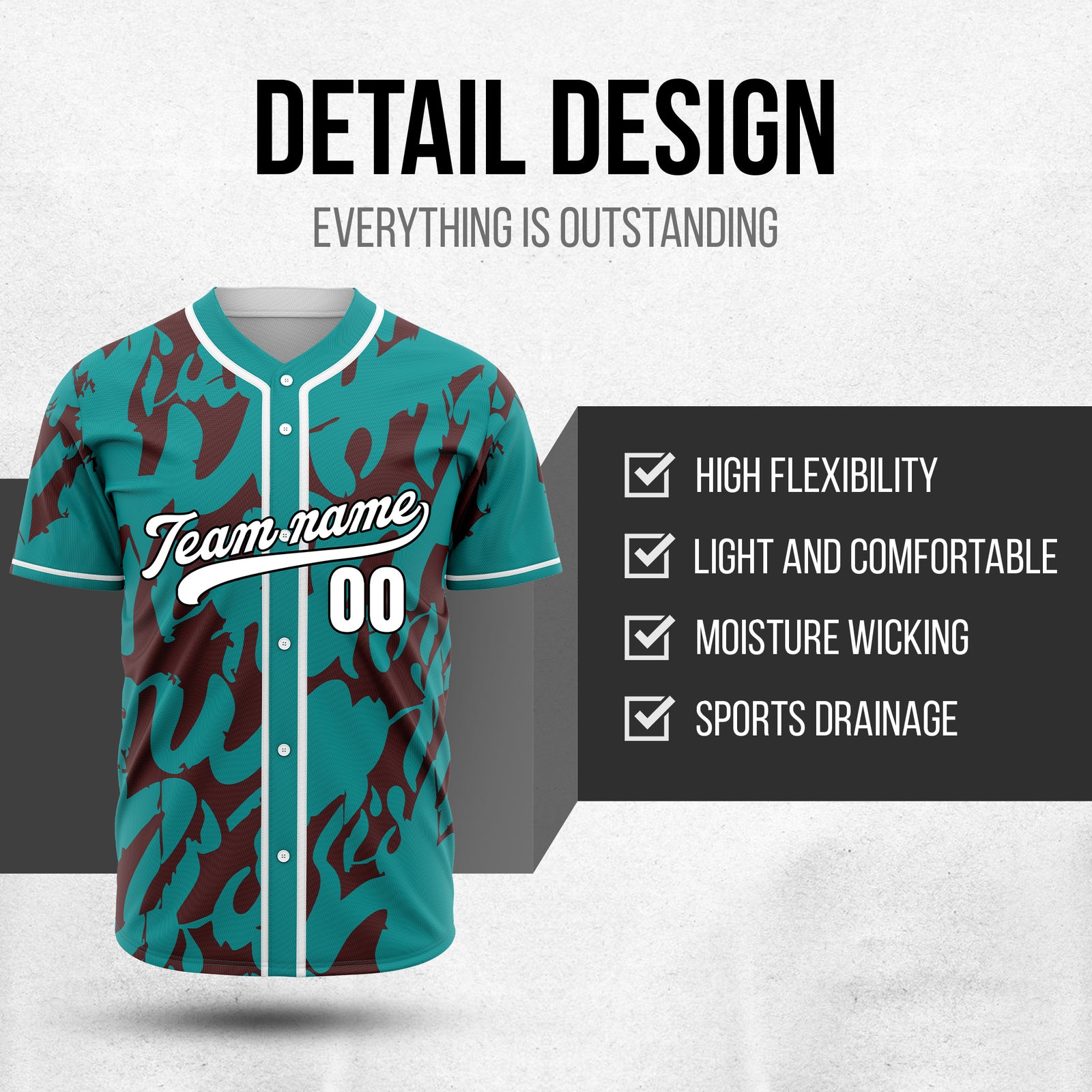 Custom Graffiti Sox Teal Baseball Sports Jersey Personalized Uniform with Name & Number