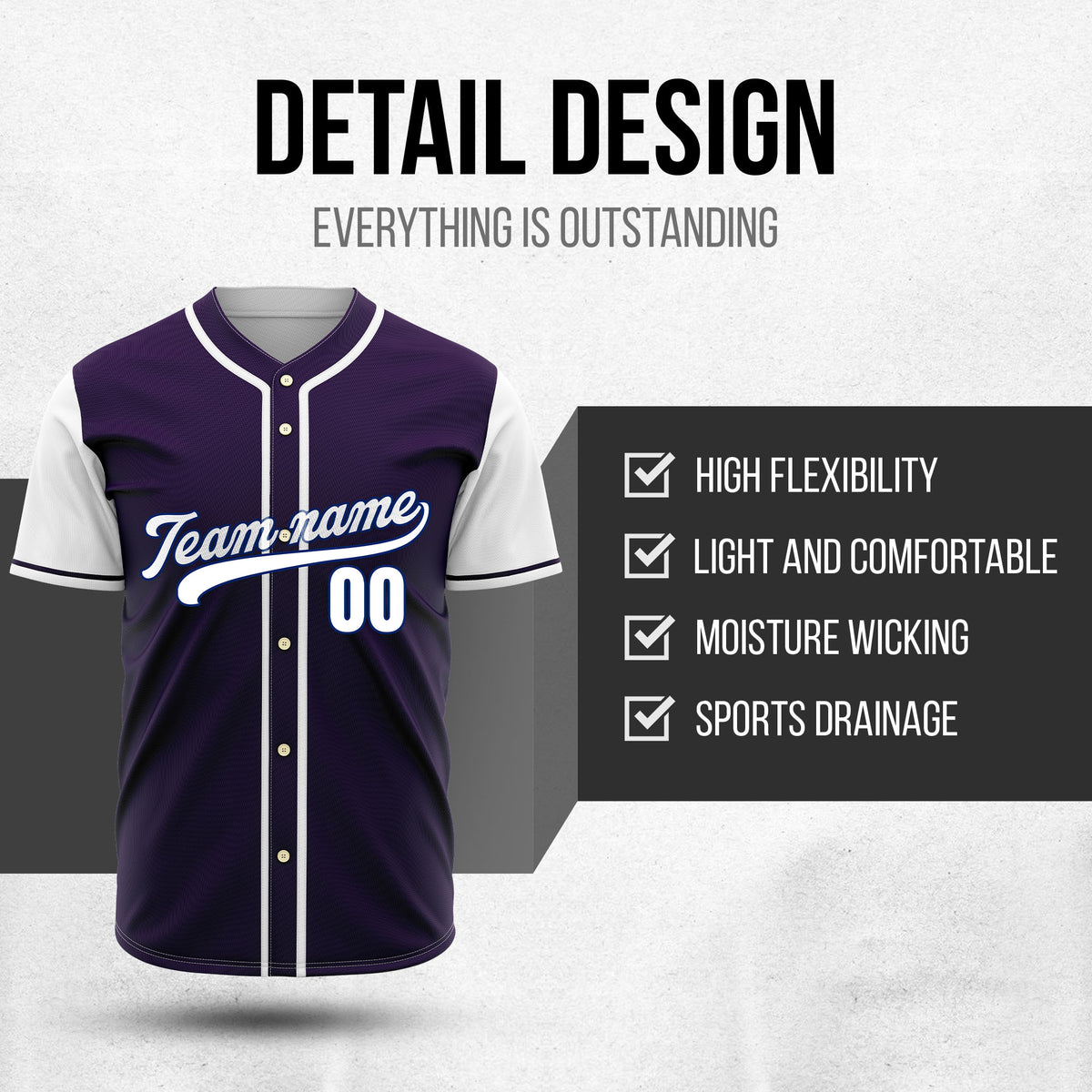 Custom Crimson Purple Raglan Style Baseball Sports Jersey Personalized Uniform with Name & Number