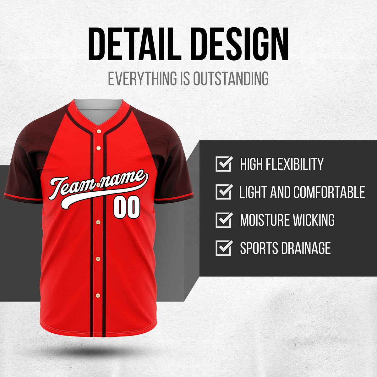 Custom Desert Blaze Red Raglan Style Baseball Sports Jersey Personalized Uniform with Name & Number