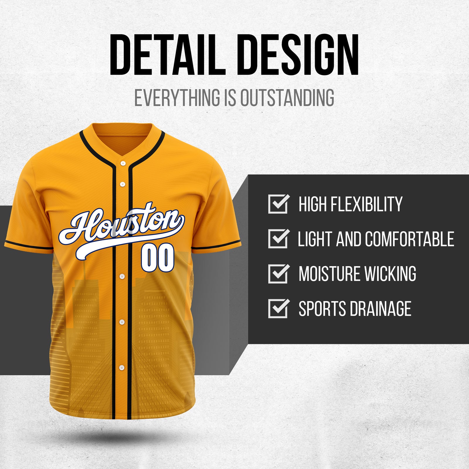 Custom City Pulse Orange Baseball Sports Jersey Personalized Uniform with Name & Number