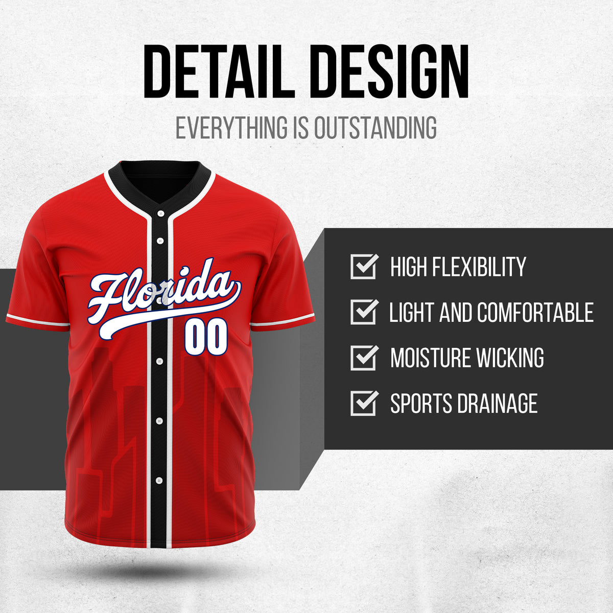 Custom City Flux Red Baseball Sports Jersey Personalized Uniform with Name & Number