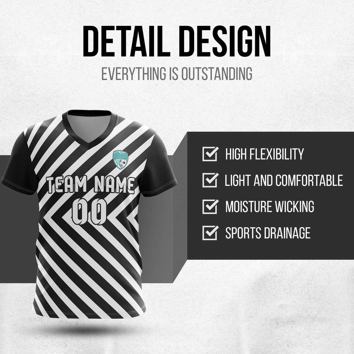 Custom Swift Stripe V-Neck Black Sport Tops Jersey