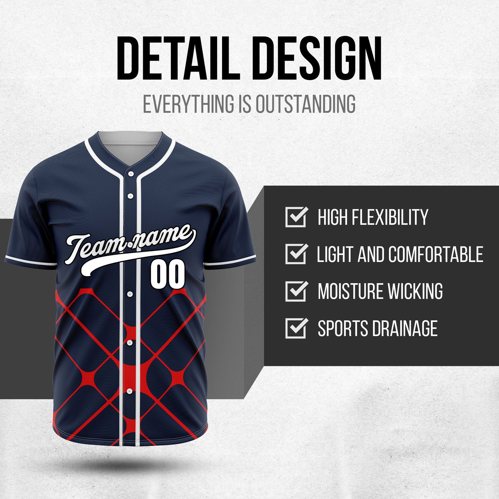 Custom Gridlock Navy Baseball Sports Jersey Personalized Uniform with Name & Number