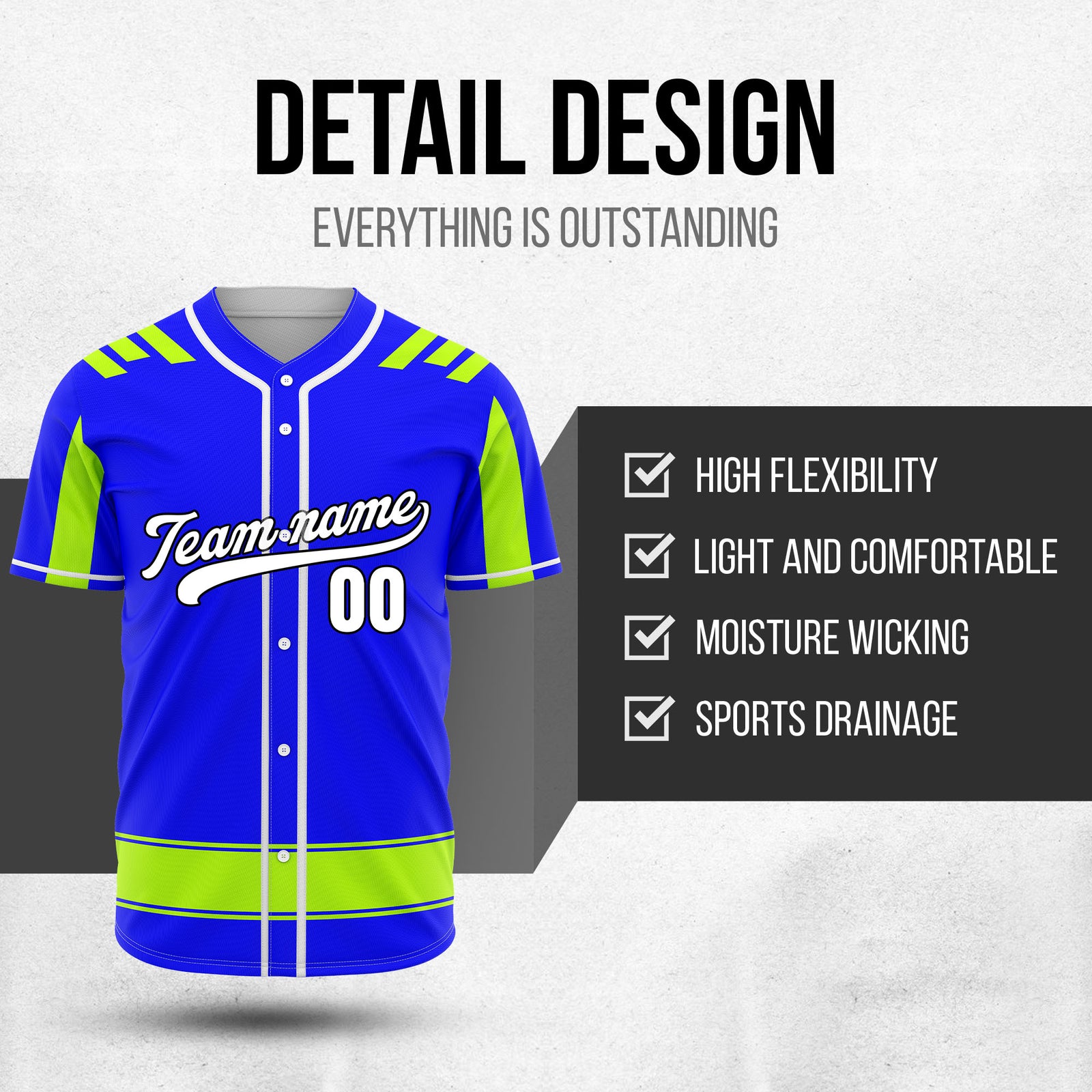 Custom Radiant Strike Blue Raglan Style Baseball Sports Jersey Personalized Uniform with Name & Number