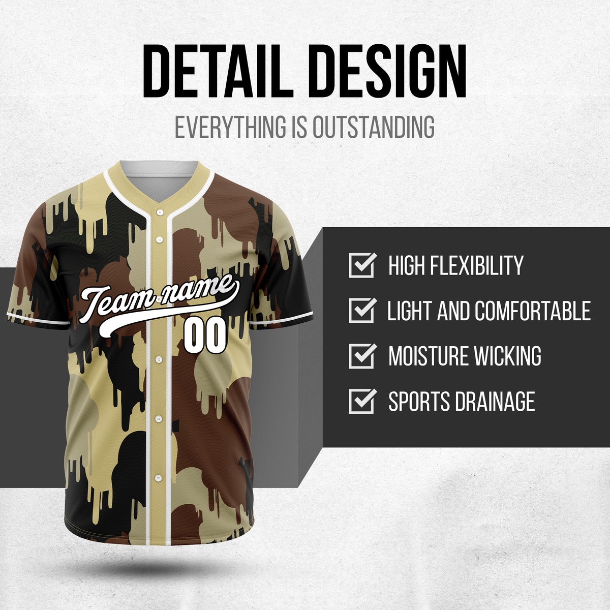 Custom Paint Hustlers Khaki Baseball Sports Jersey Personalized Uniform with Name & Number
