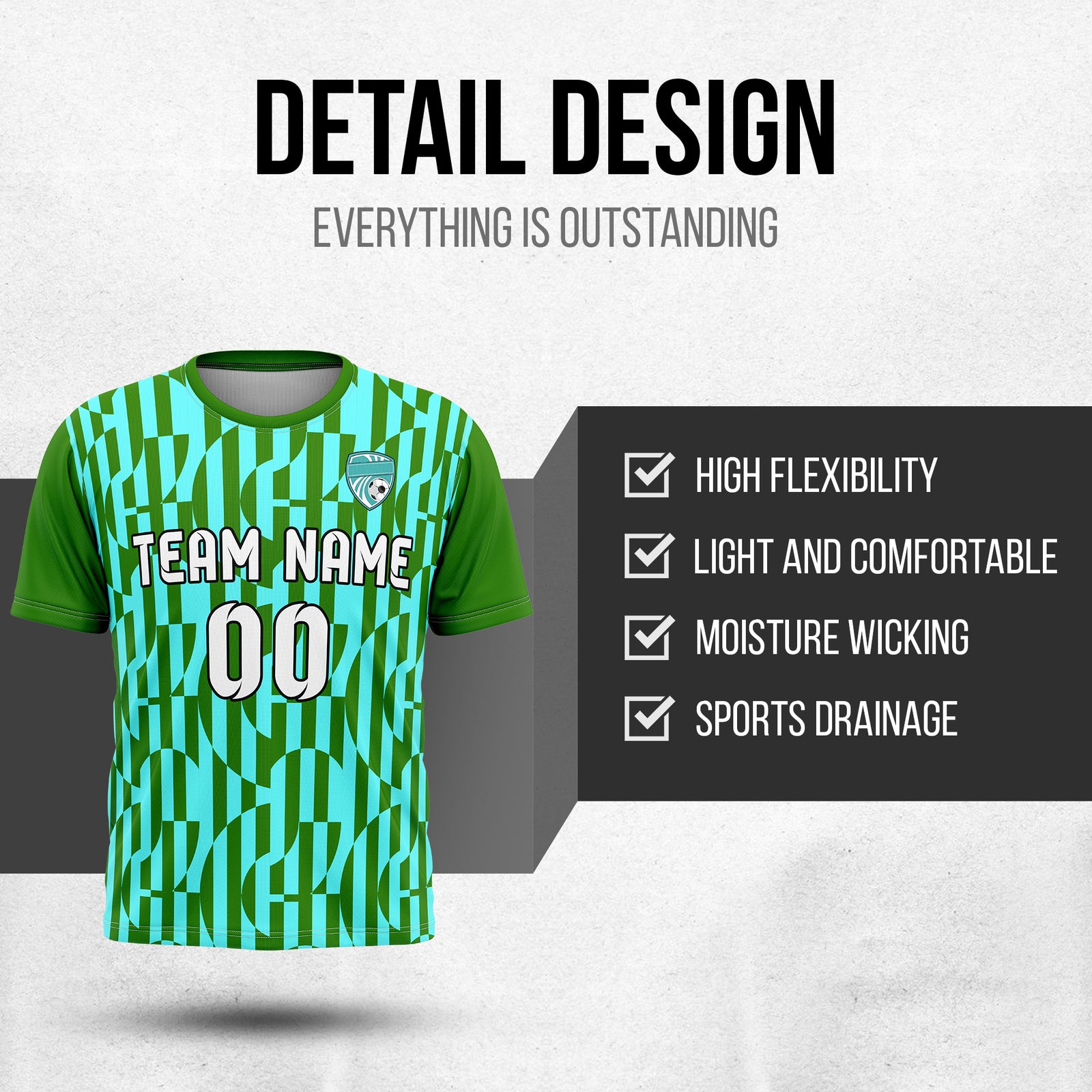 Custom Soccer Round Neck Green Cyclone Tops Jersey