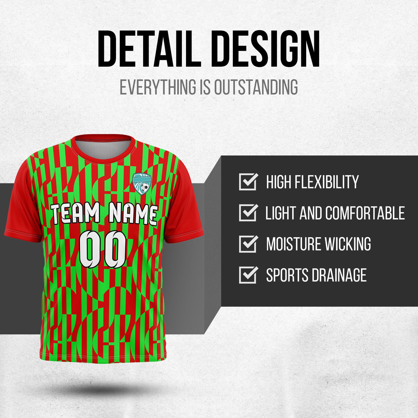Custom Soccer Round Neck Red Cyclone Tops Jersey