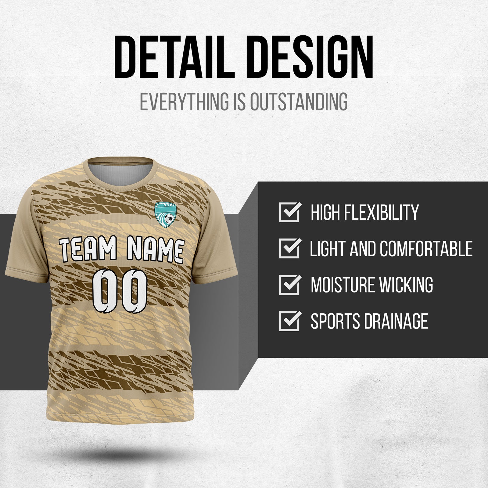 Custom Soccer Round Neck Khaki Strike Sports Tops Jersey