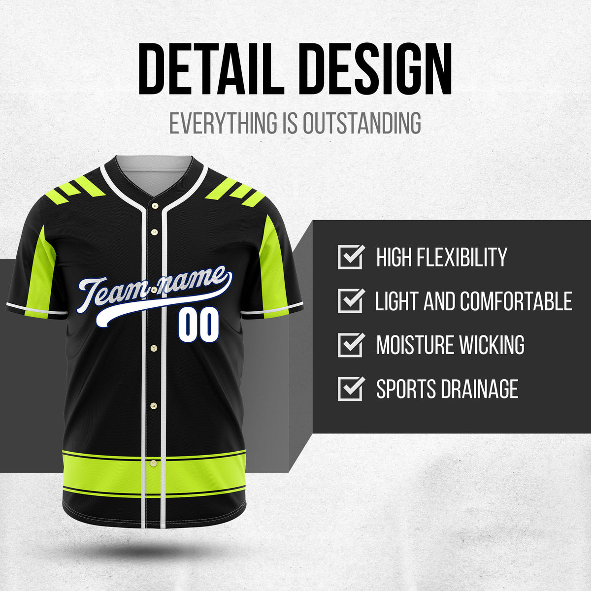 Custom Radiant Strike Black Raglan Style Baseball Sports Jersey Personalized Uniform with Name & Number