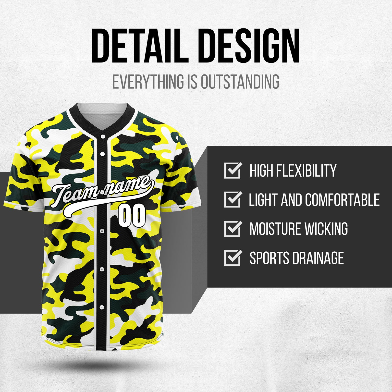 Custom Shadow Command Yellow Baseball Sports Jersey Personalized Uniform with Name & Number