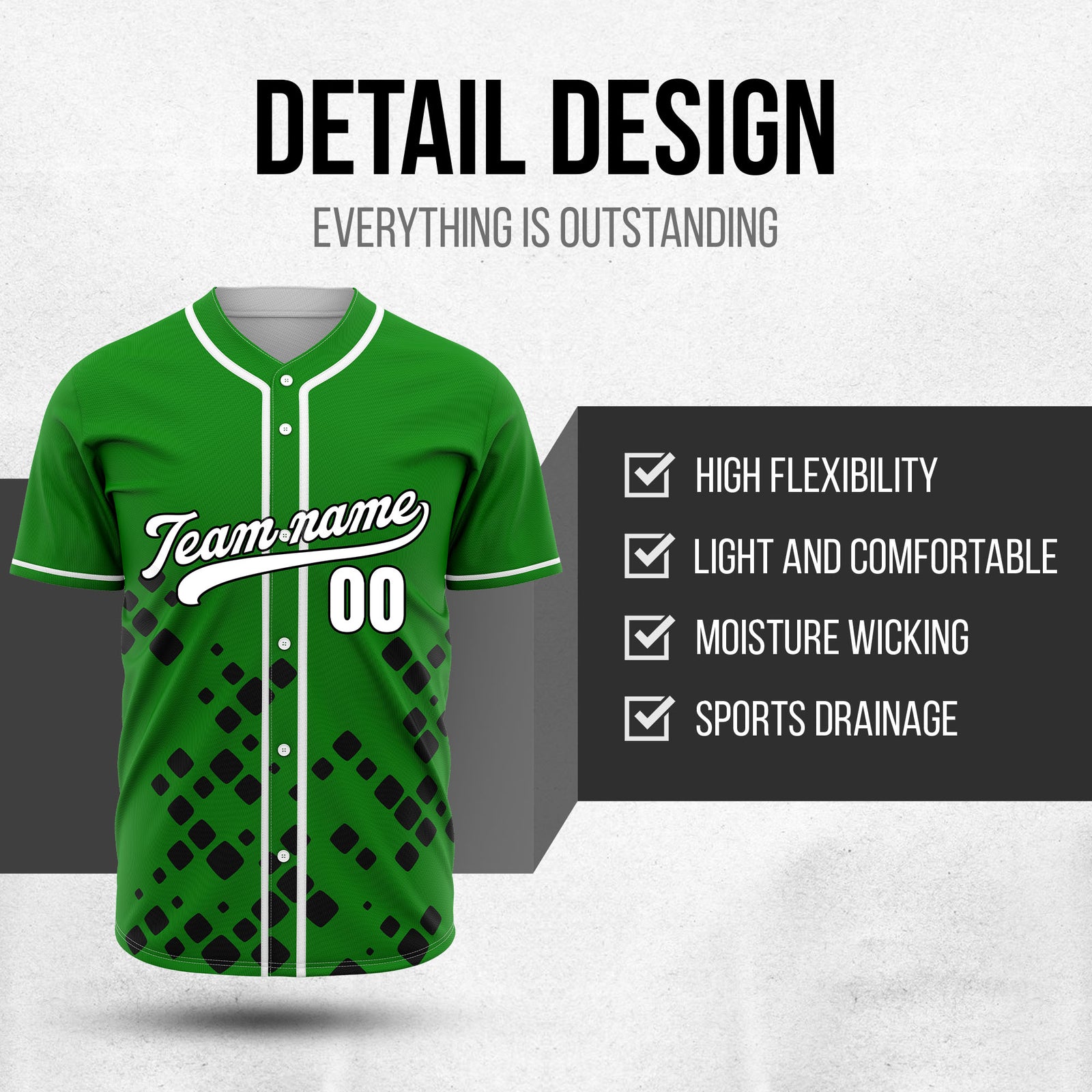 Custom Shadow Spark Green Baseball Sports Jersey Personalized Uniform with Name & Number