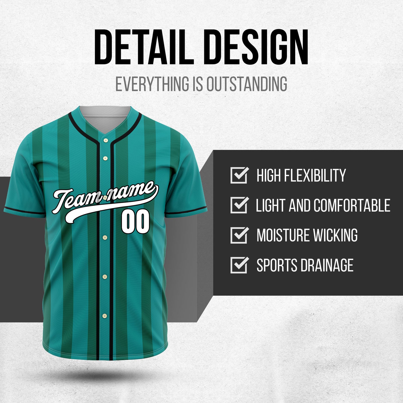 Custom Strikeforce Teal Raglan Style Baseball Sports Jersey Personalized Uniform with Name & Number