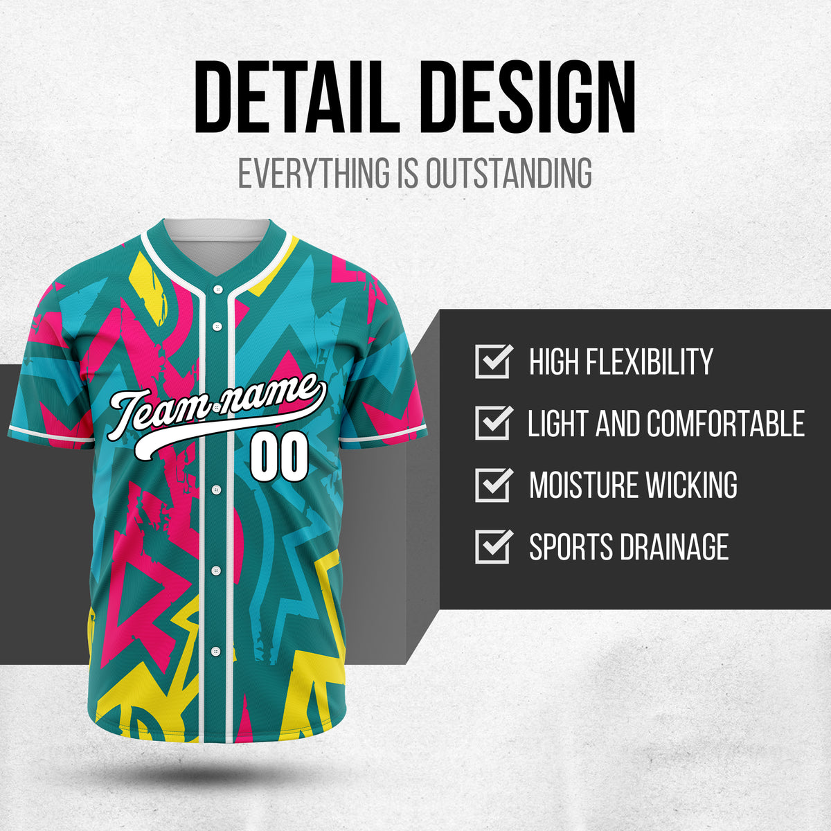 Custom Splash Teal Baseball Sports Jersey Personalized Uniform with Name & Number