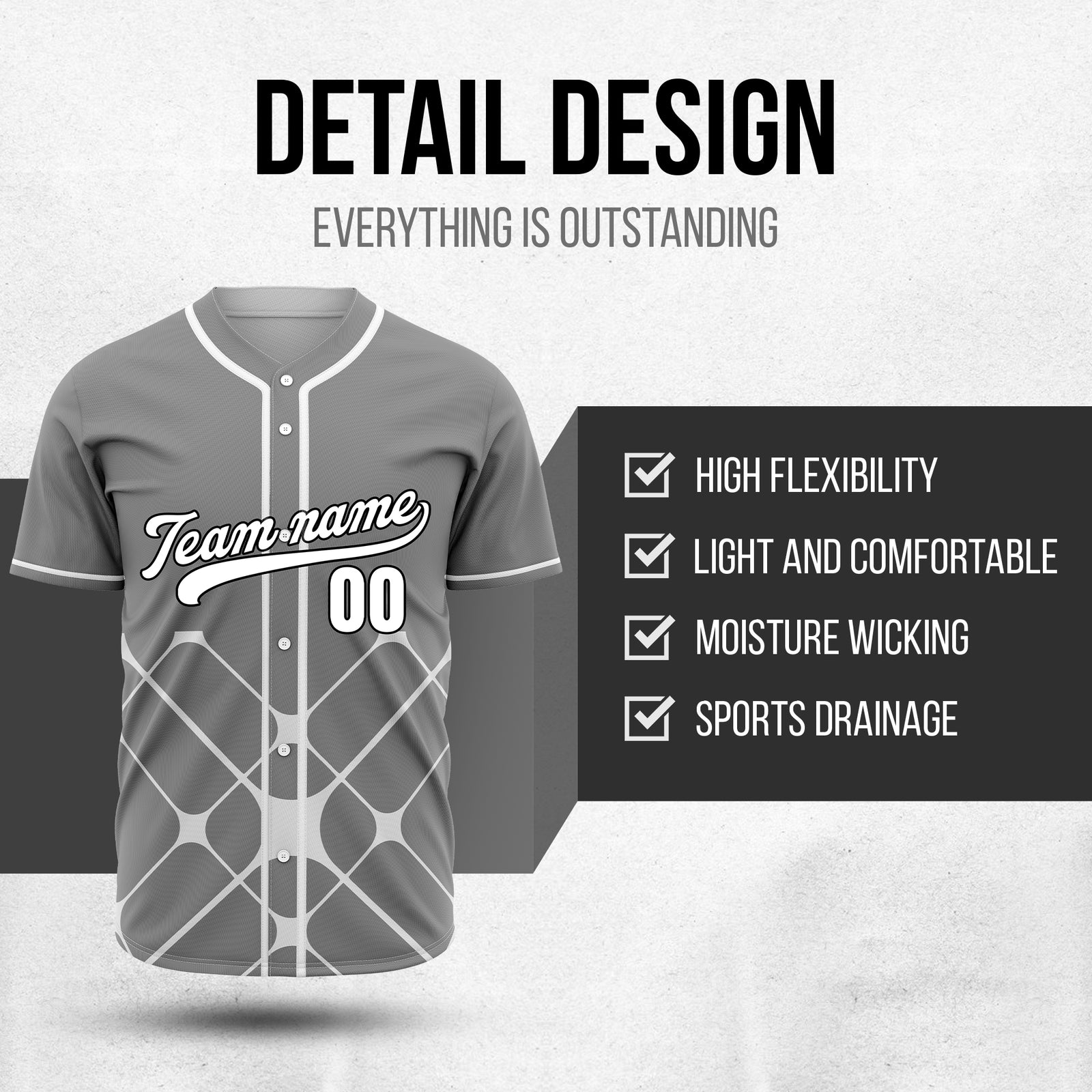 Custom Gridlock Grey Baseball Sports Jersey Personalized Uniform with Name & Number
