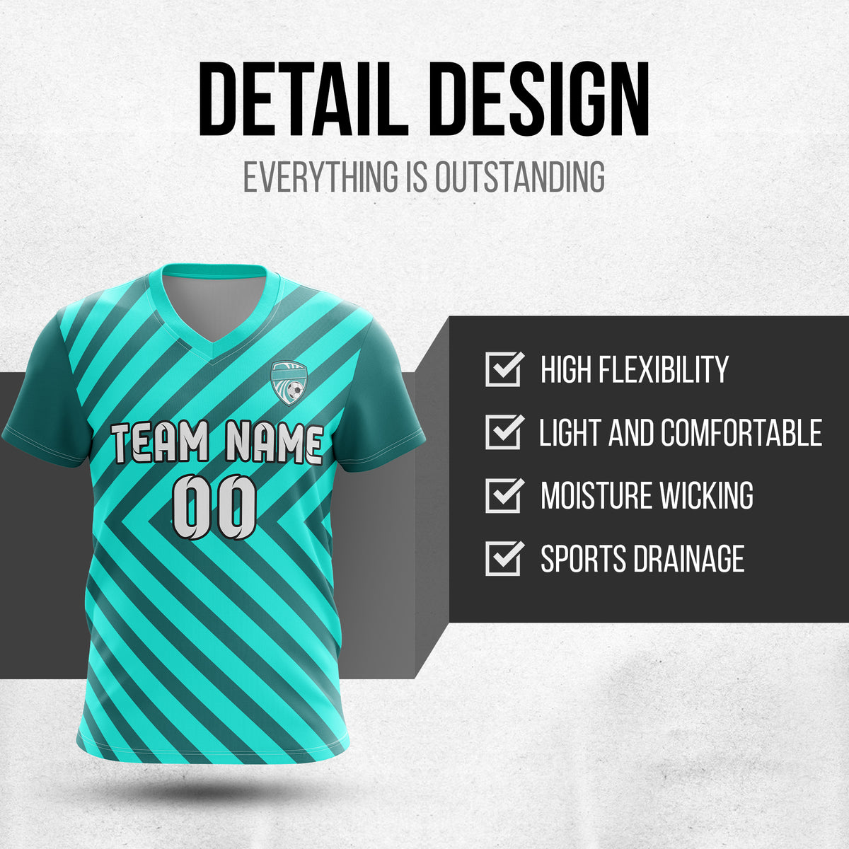 Custom Swift Stripe V-Neck Aqua Sport Tops Jersey