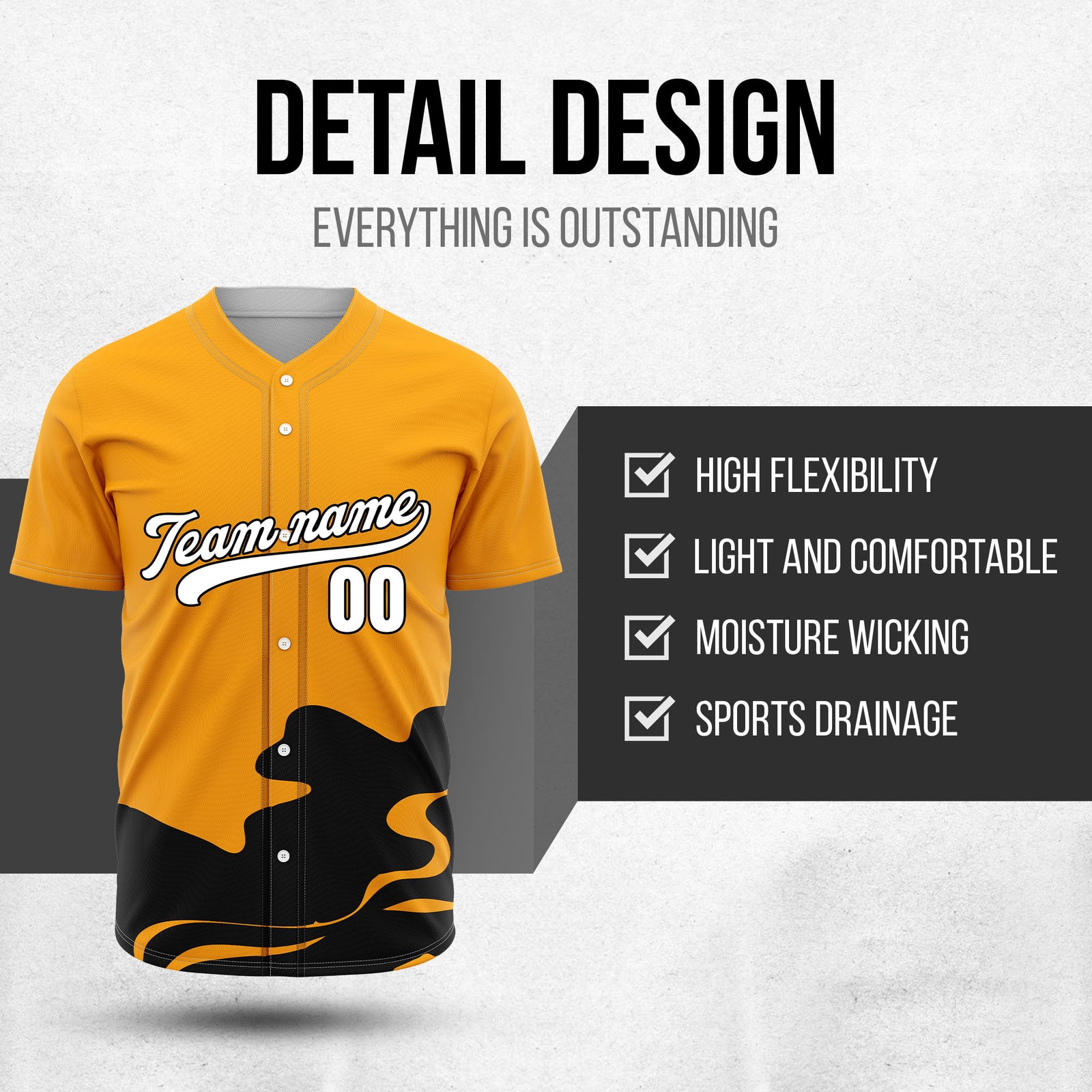 Custom Orange Baseball Wave Sports Jersey Personalized Uniform with Name & Number